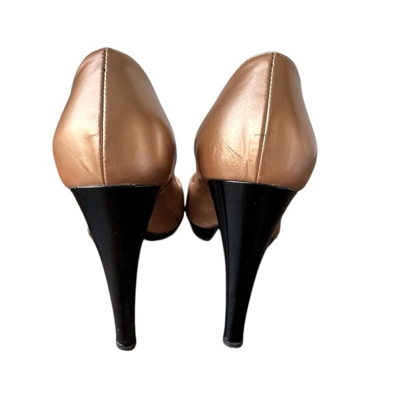 Casadei Shimmer Gold & Black Two Tone Pump Heels - Picture 3 of 16